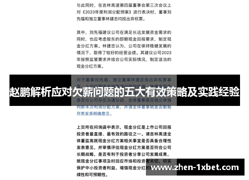 赵鹏解析应对欠薪问题的五大有效策略及实践经验